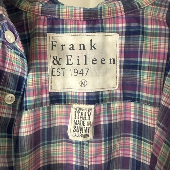 Frank & Eileen Paul Plaid Italian Woven Cotton Button Down Classic Shirt Size M - Picture 7 of 11